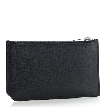 Saint Laurent Grained Calfskin 5 Fragments Zip Pouch Card Holder Navy 3 of 6