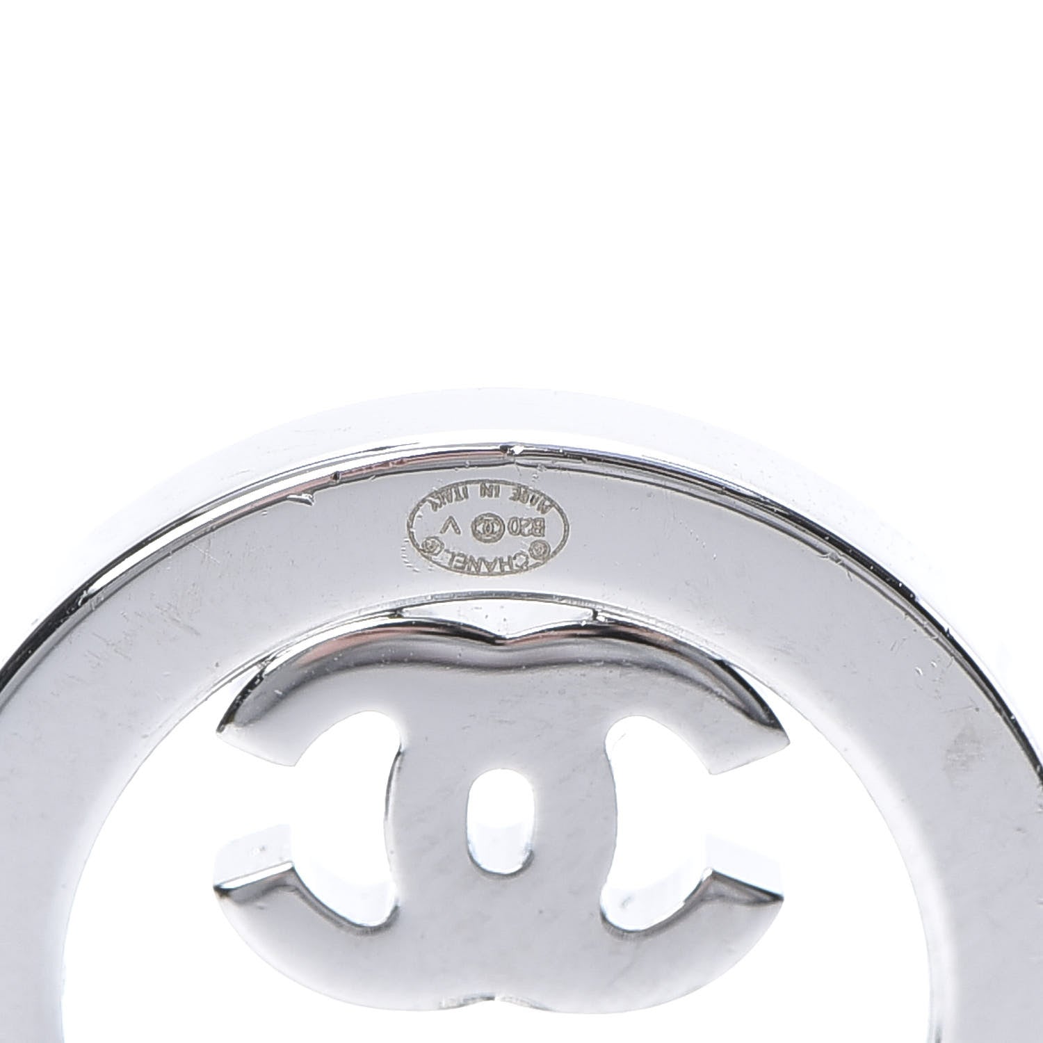 Chanel Crystal CC Round Earrings Silver 4 of 5