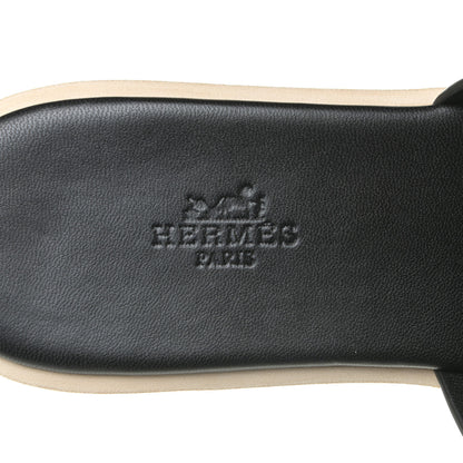 Hermes Calfskin Cork Eze 30 Sandals 38 Black 9 of 10