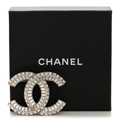 Chanel Baguette Crystal CC Brooch Silver 4 of 4