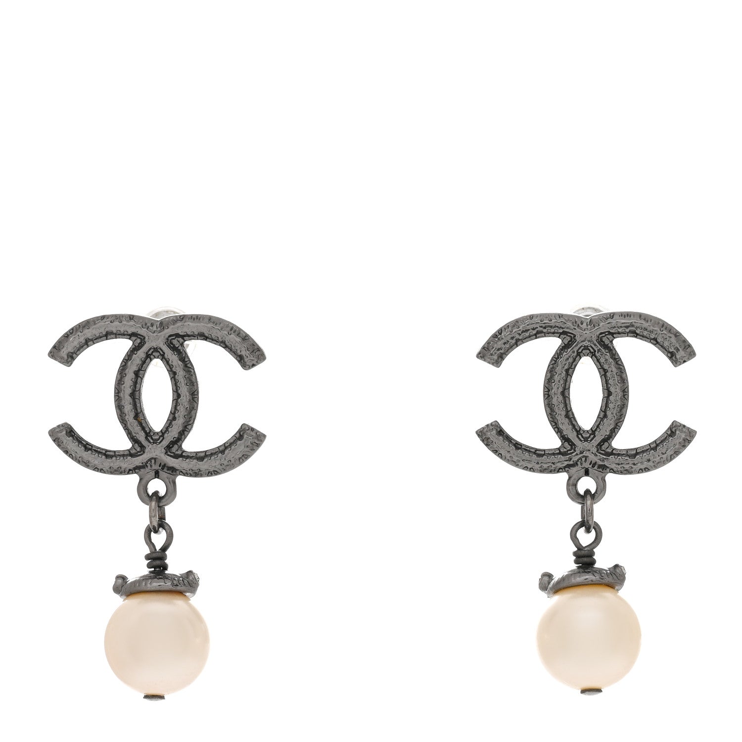 Chanel Pearl CC Drop Camelia Earrings Black Pearly White 1 of 4