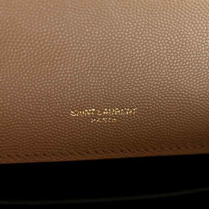 Saint Laurent Grain De Poudre Textured Mixed Matelasse Medium Triquilt Monogram Satchel Dark Beige 6 of 12