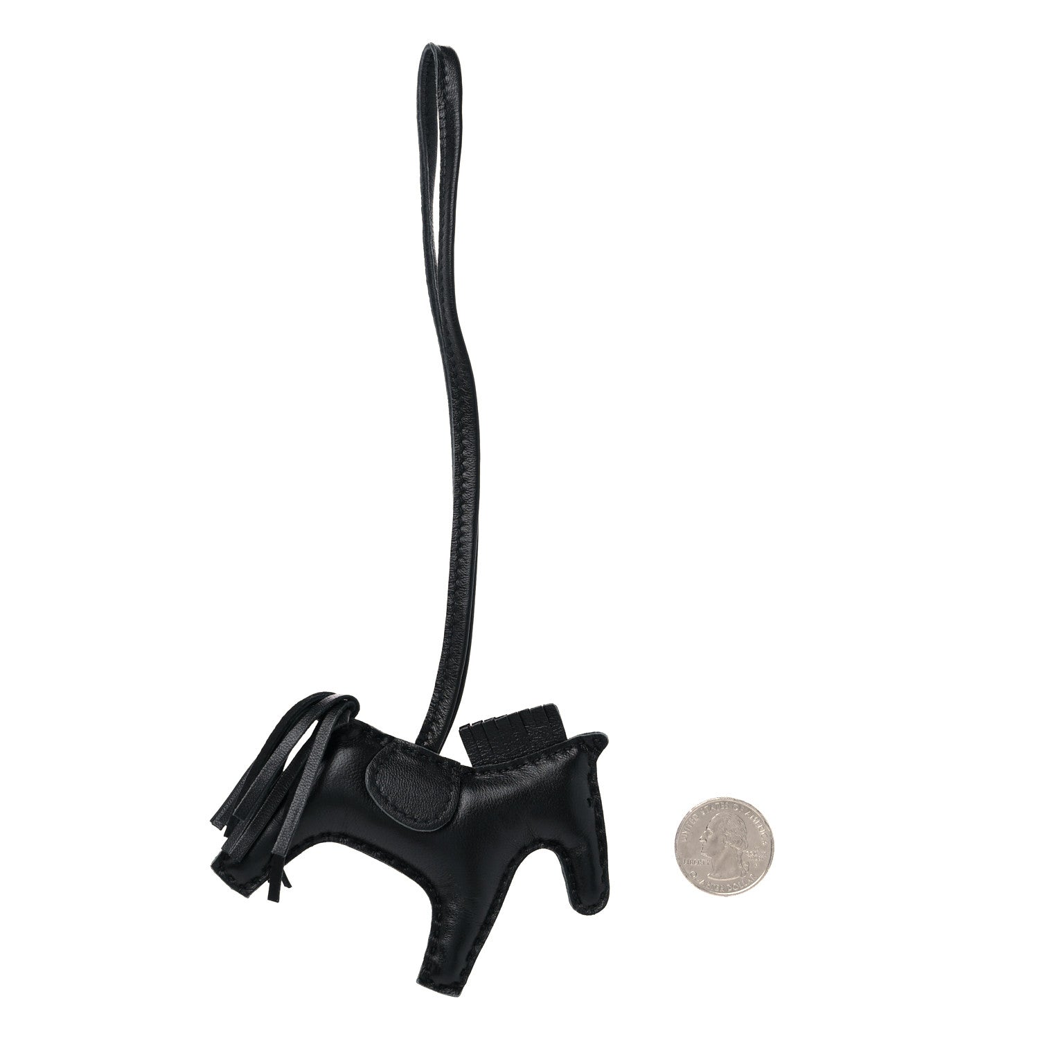 Hermes Milo Lambskin Grigri Rodeo Horse Bag Charm PM So Black 2 of 4