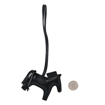 Hermes Milo Lambskin Grigri Rodeo Horse Bag Charm PM So Black 2 of 4