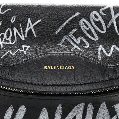 Balenciaga Agneau Arena Graffiti All Over XS Souvenir Belt Bag Black White 8 of 12