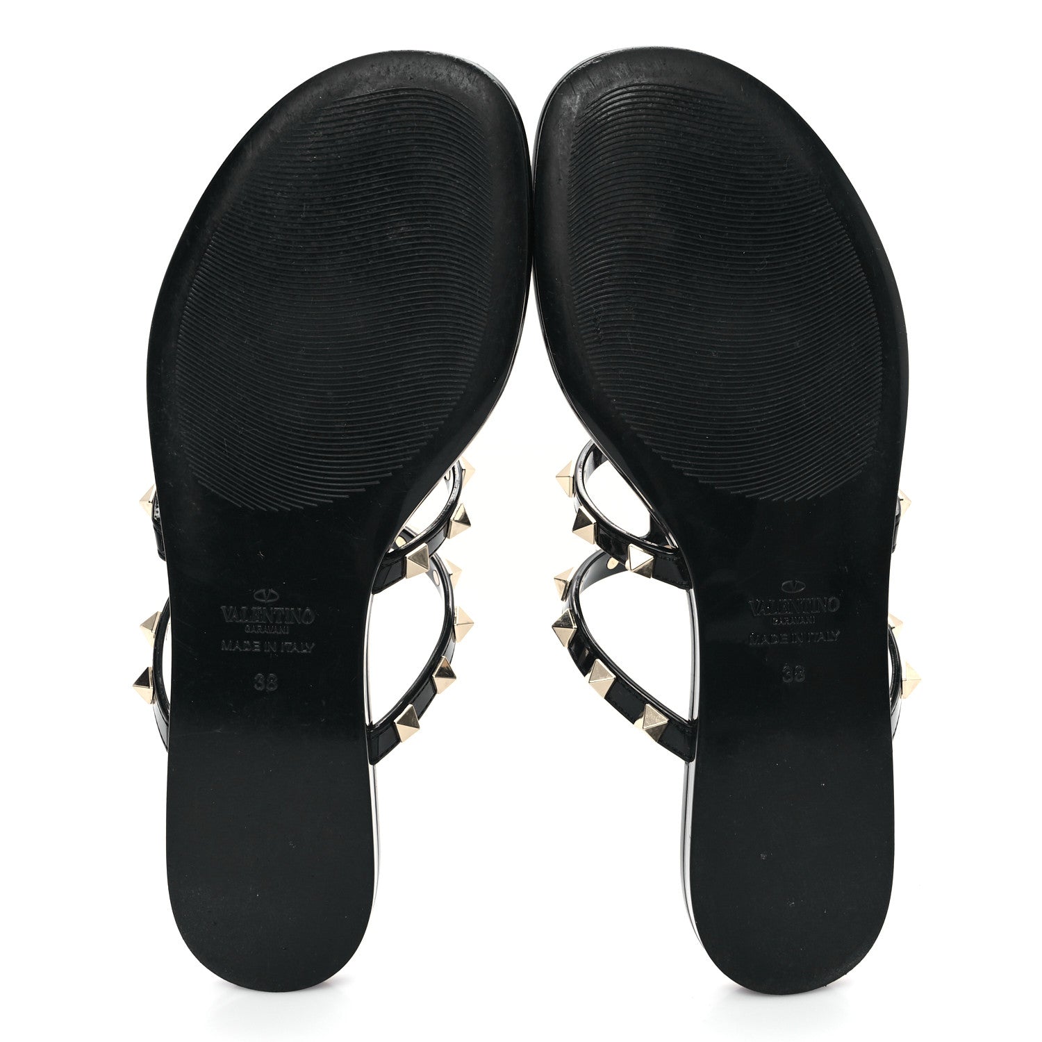 Valentino Garavani PVC Jelly Rockstud Caged Flat Thong Sandals 38 Black 6 of 8