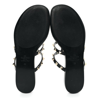 Valentino Garavani PVC Jelly Rockstud Caged Flat Thong Sandals 38 Black 6 of 8