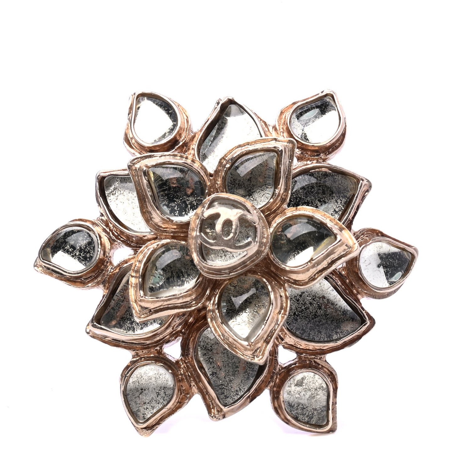 Gripoix Large CC Brooch Gold
