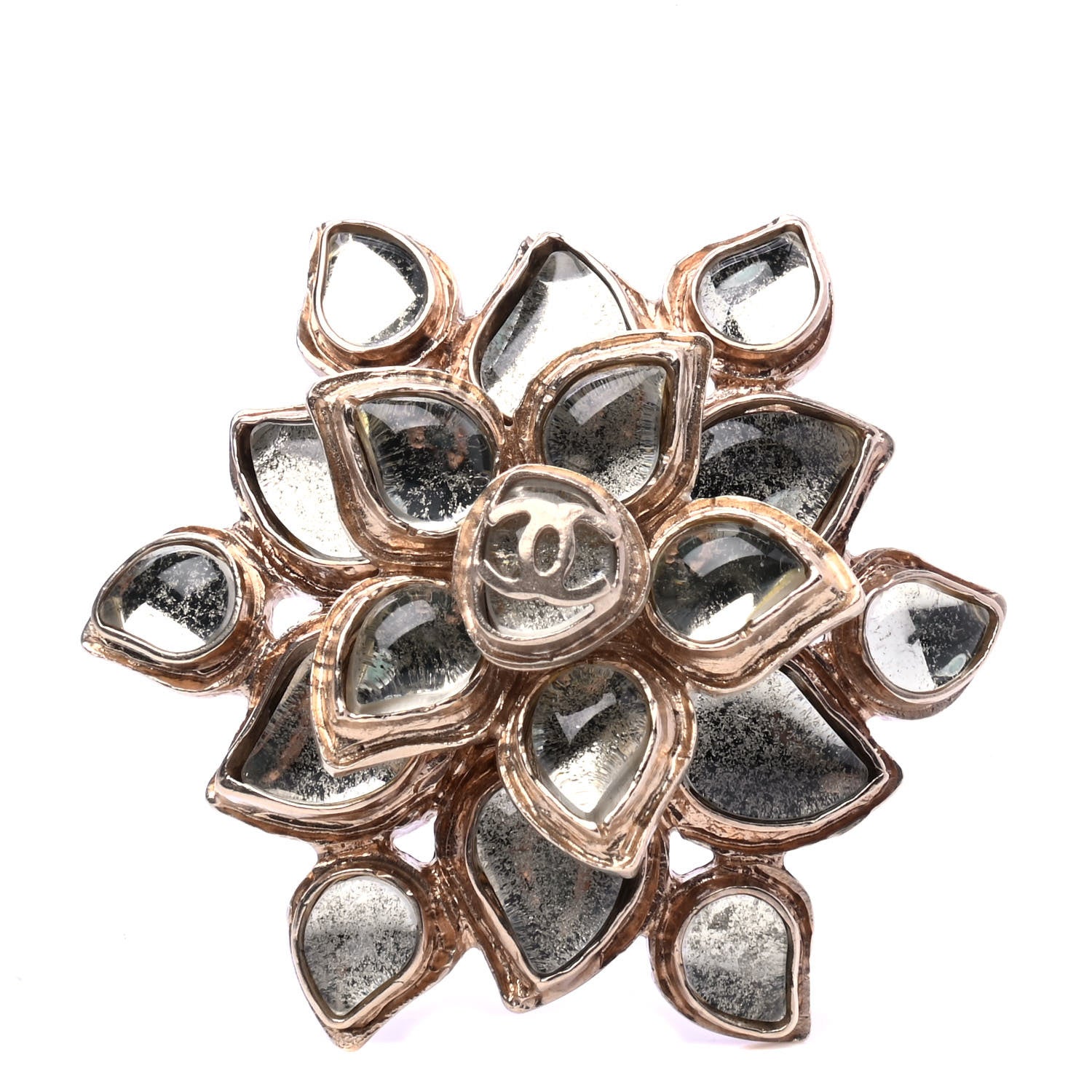 Chanel Gripoix Large CC Brooch Gold 1 of 4