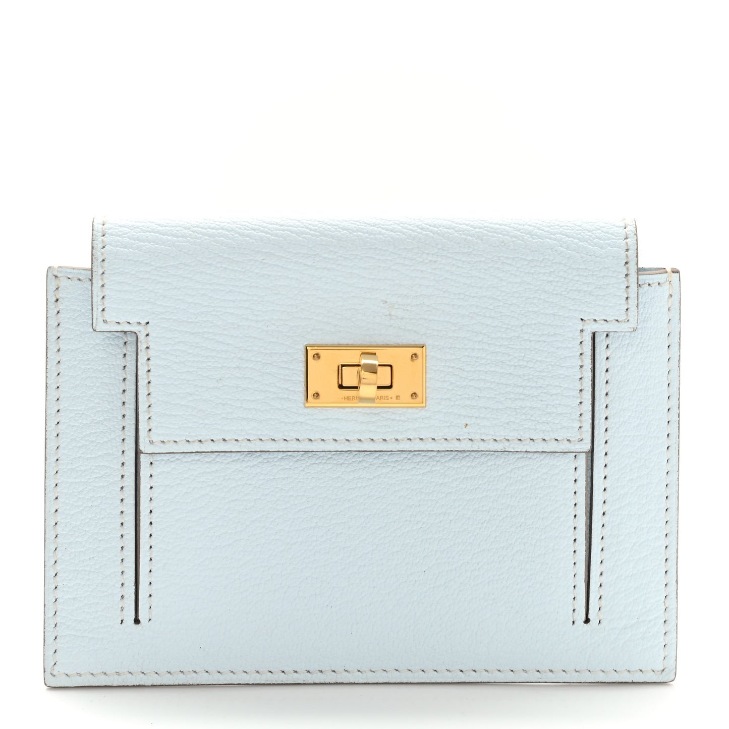 Chevre Mysore Kelly Pocket Compact Wallet Bleu Brume