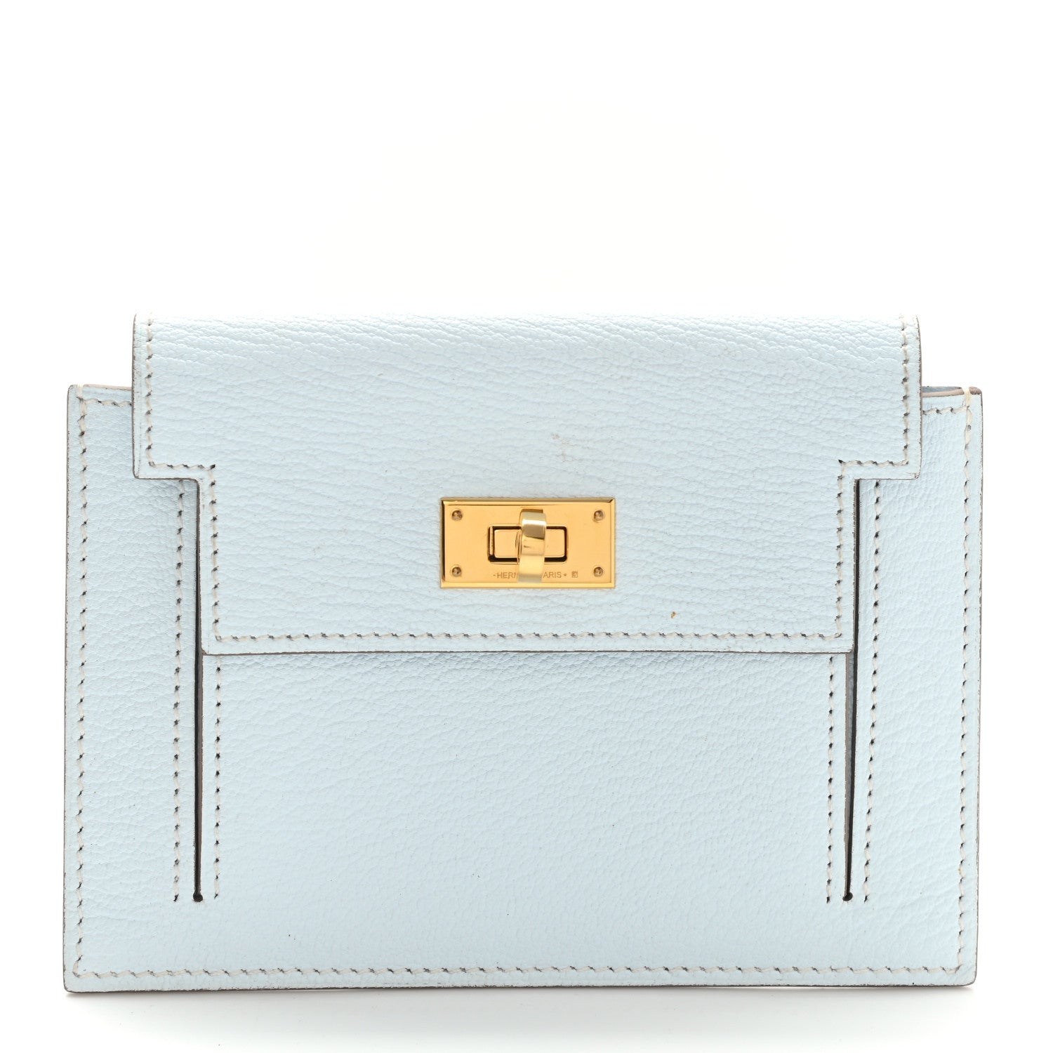 Hermes Chevre Mysore Kelly Pocket Compact Wallet Bleu Brume 1 of 8