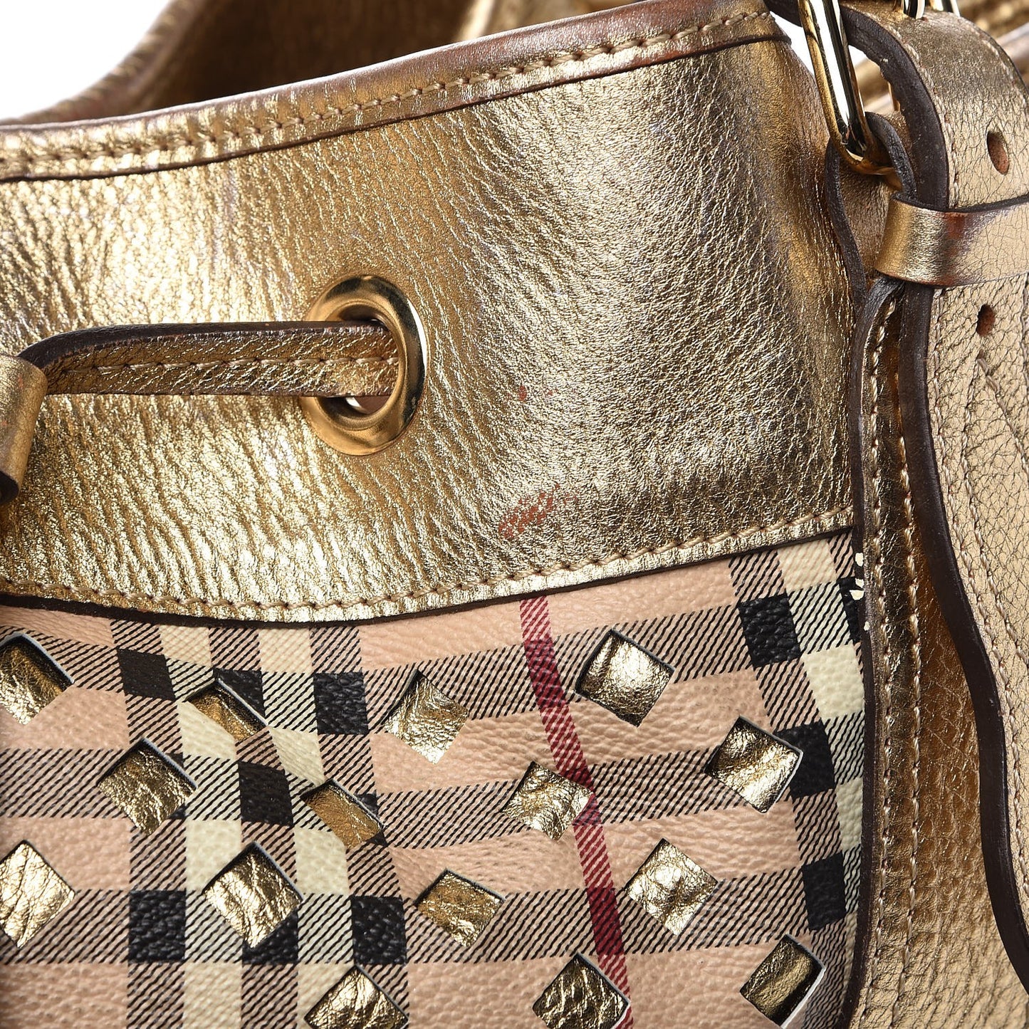 Haymarket Check Drawstring Claudia Bag Gold
