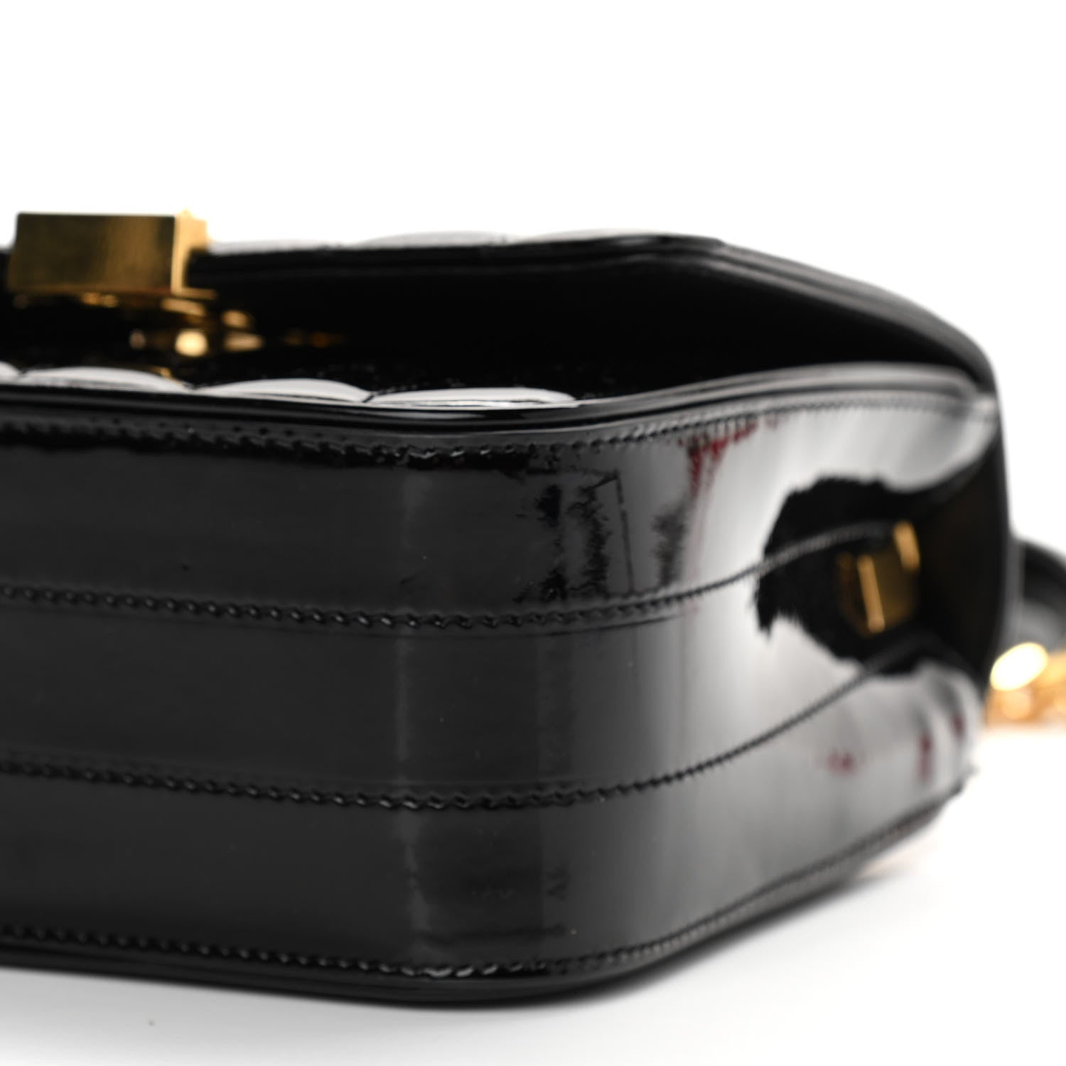 Saint Laurent Patent Calfskin Matelasse Monogram Small Vicky Chain Bag Black 9 of 9