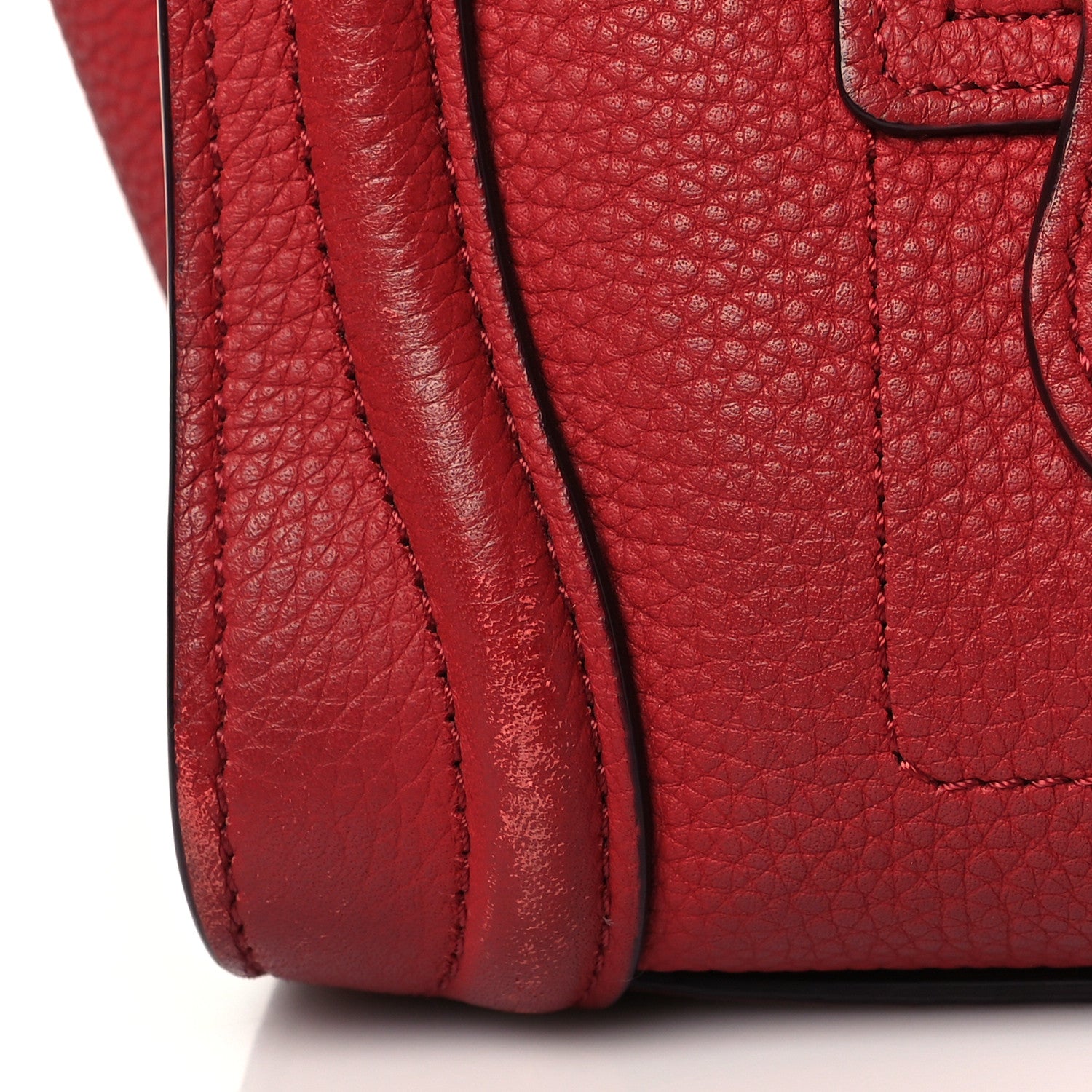 Celine Drummed Calfskin Nano Luggage Red 12 of 14