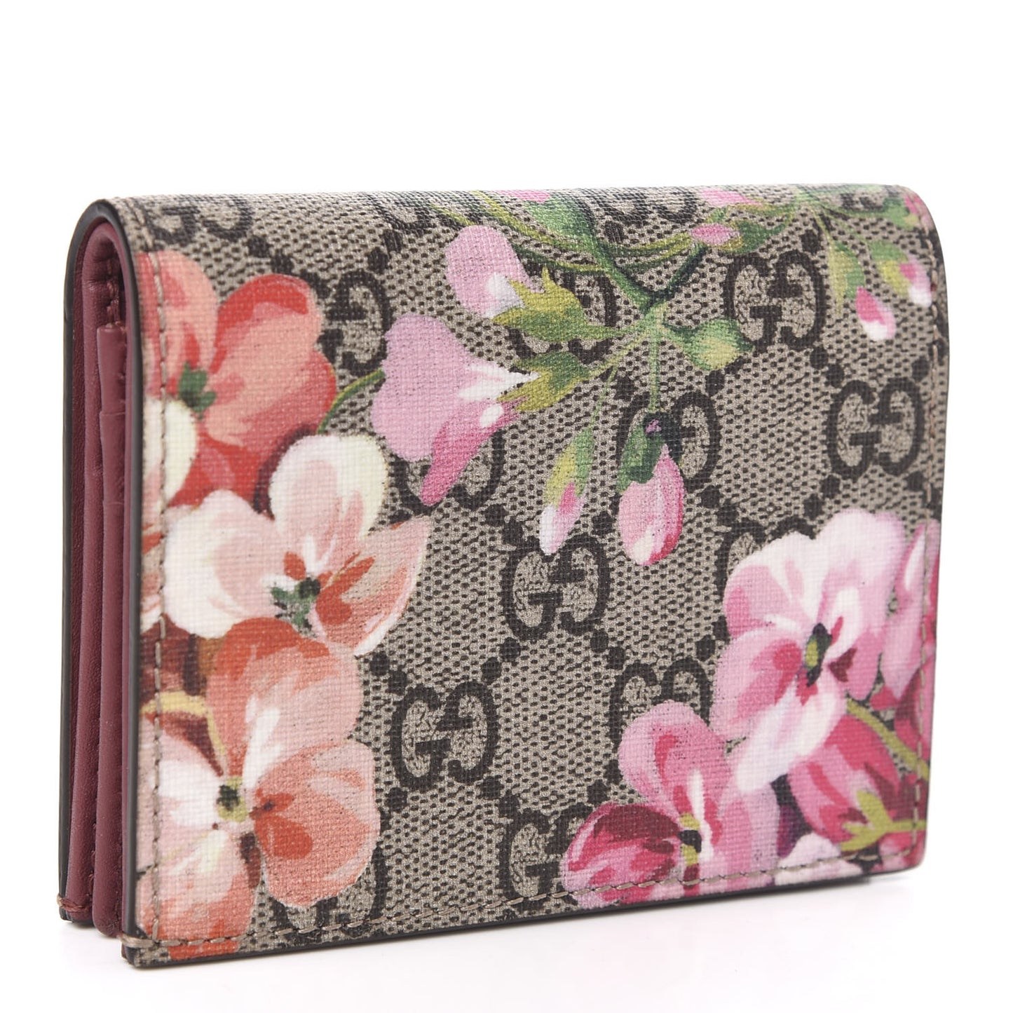 GG Supreme Monogram Blooms Card Case Beige Multicolor Dry Rose