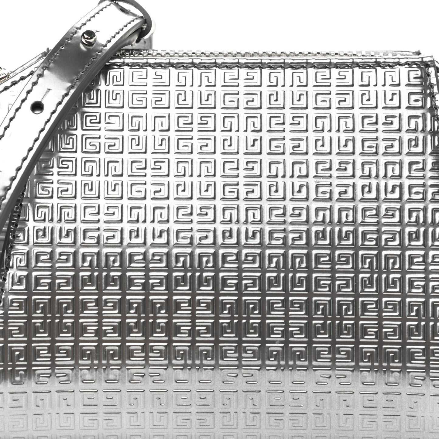 Metallic Calfskin 4G Embossed Nano Antigona Silver