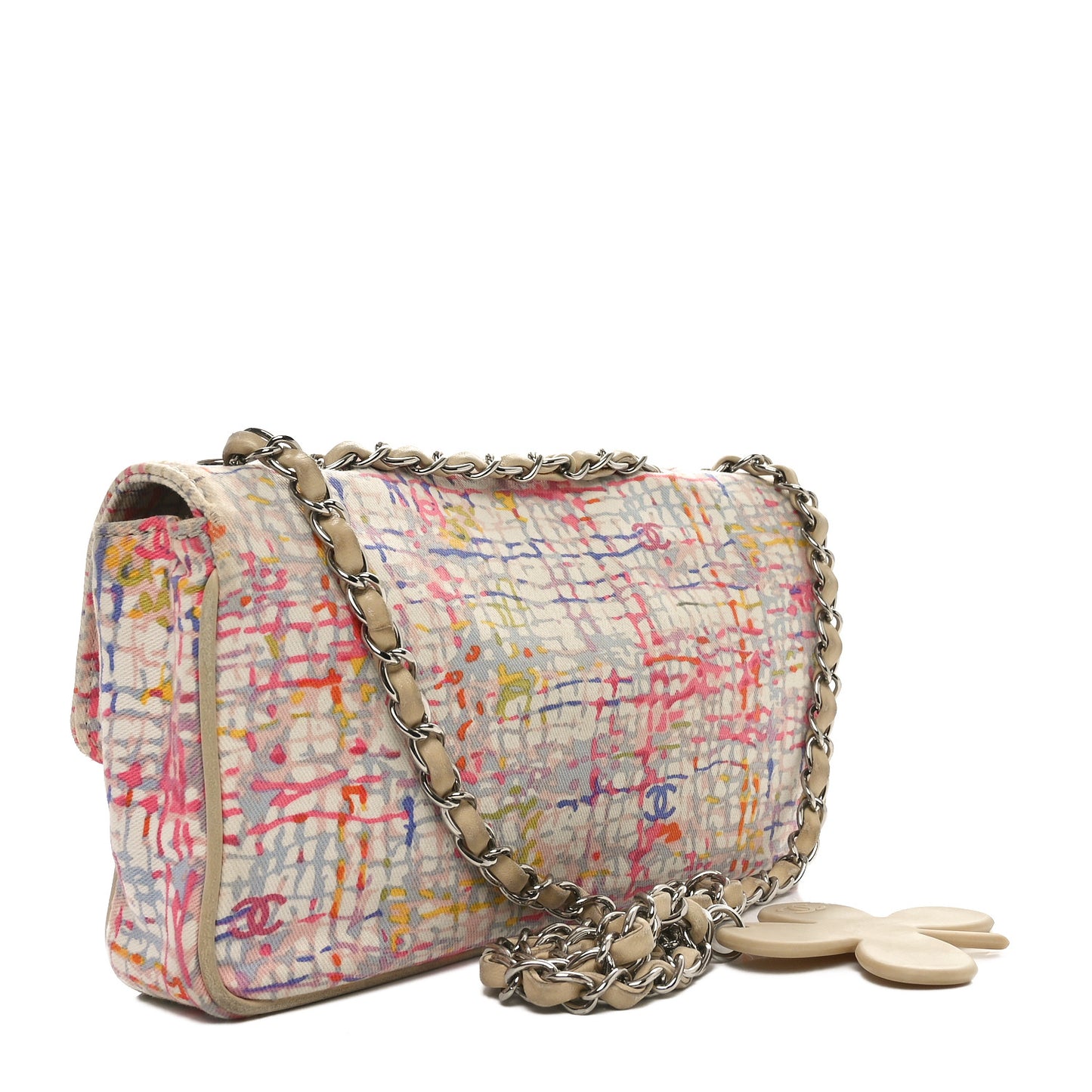 Canvas Watercolor Tweed Print Clover Small Flap Multicolor