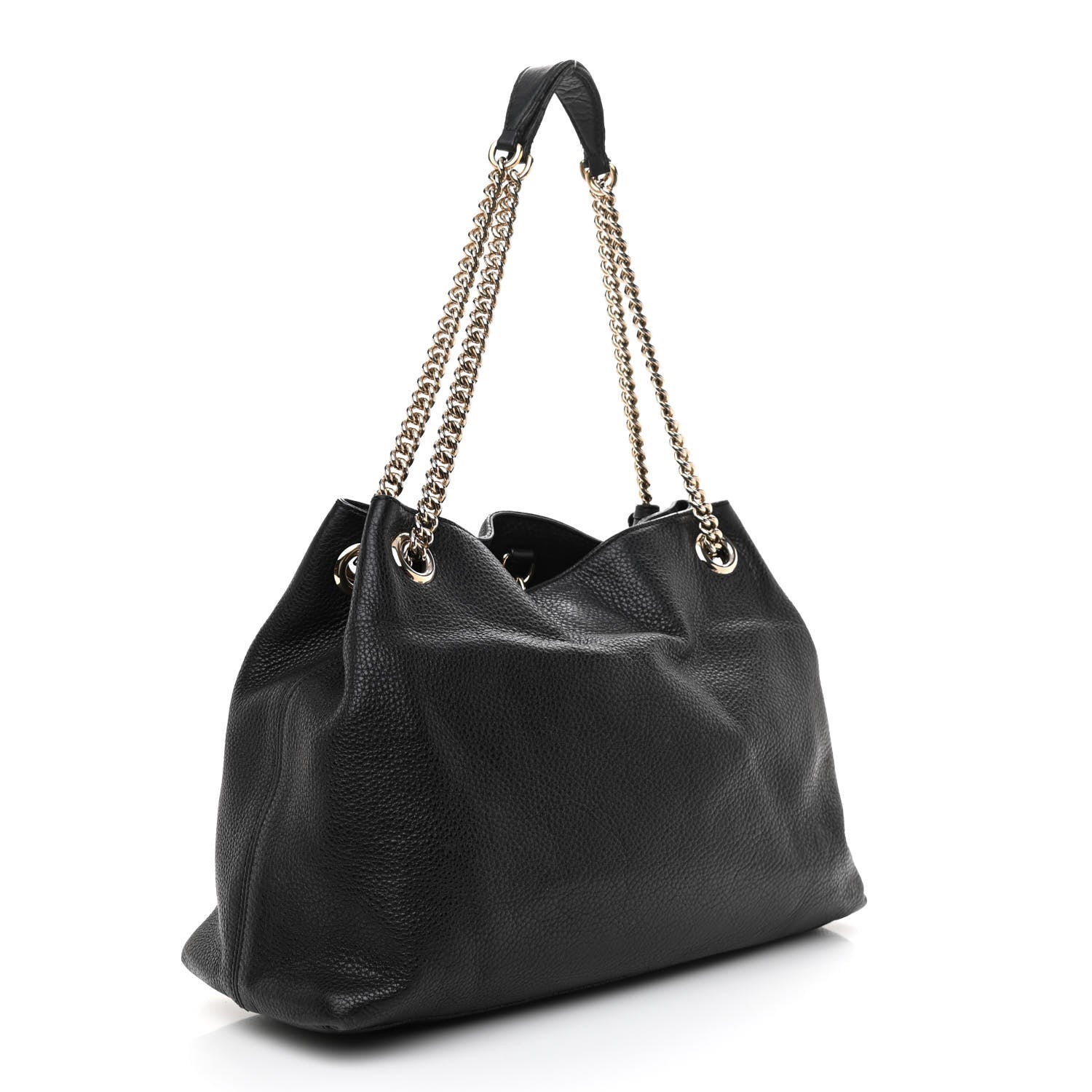Gucci Pebbled Calfskin Medium Soho Chain Shoulder Bag Black 3 of 15