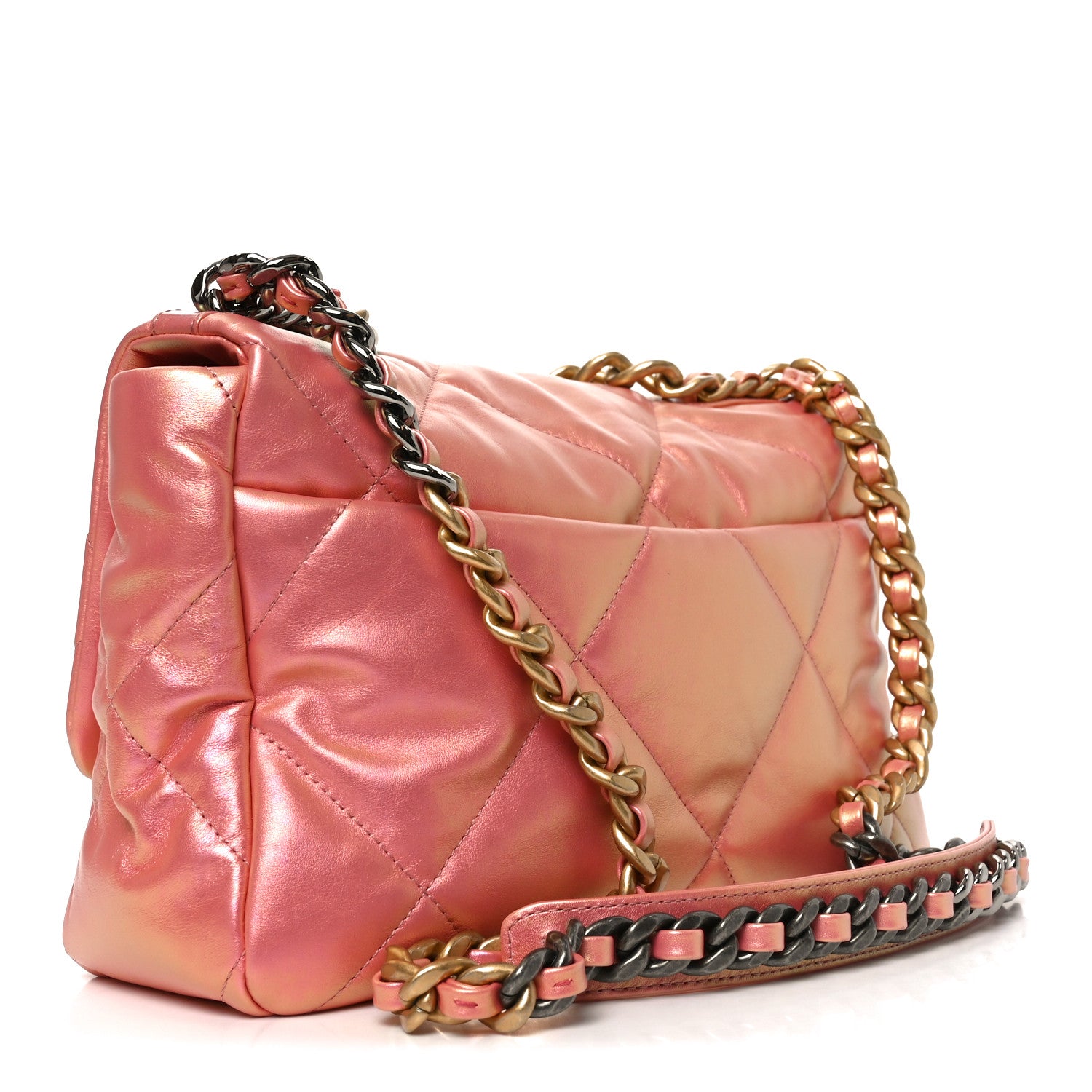 Chanel Iridescent Lambskin Quilted Large Chanel 19 Flap Pink 3 of 10