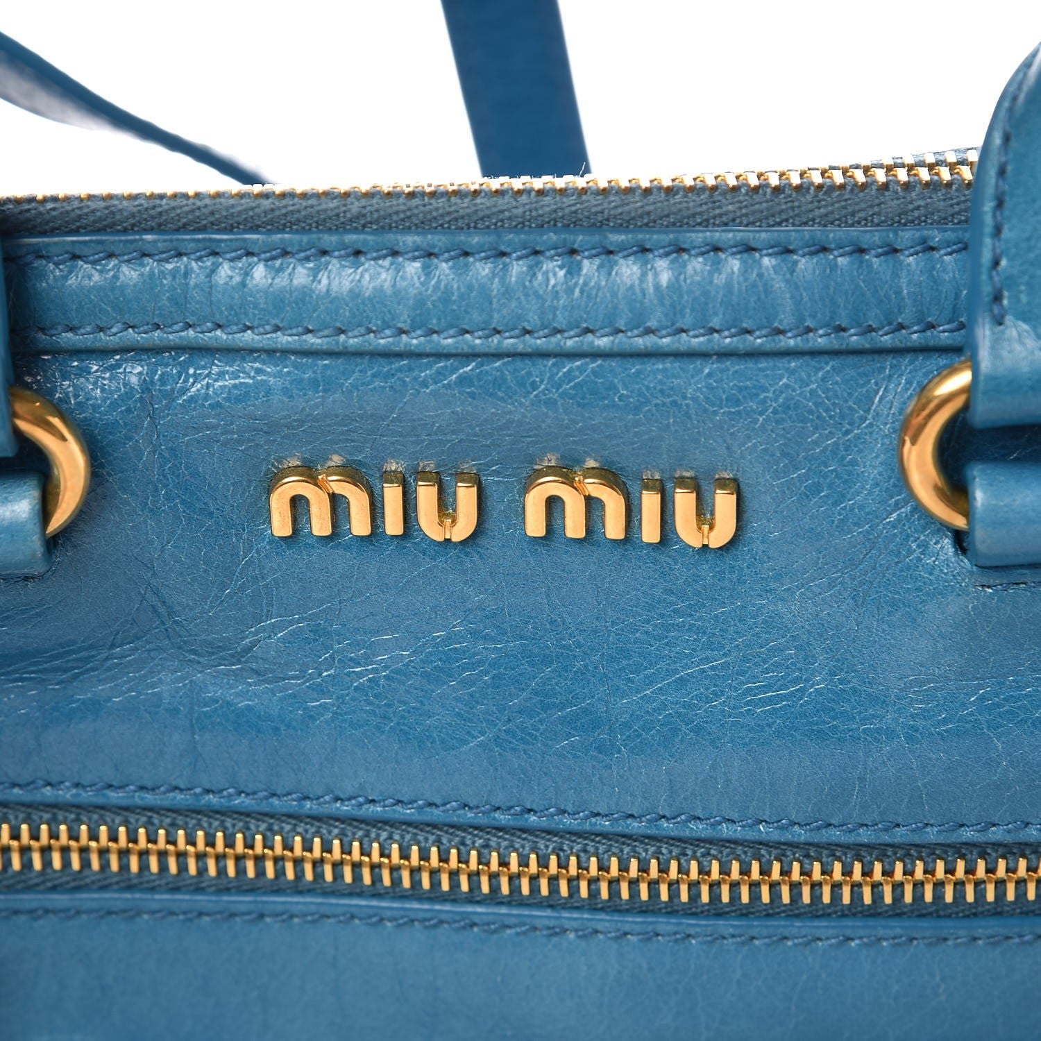 Miu Miu Vitello Shine Zip Tote Laguna 6 of 13