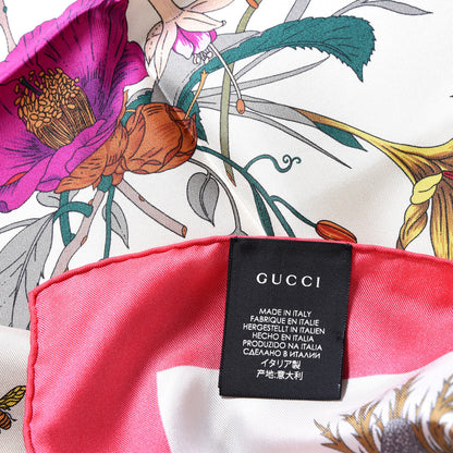 Gucci Silk Twill Flora Gothic Square Scarf Ivory Pink 4 of 4