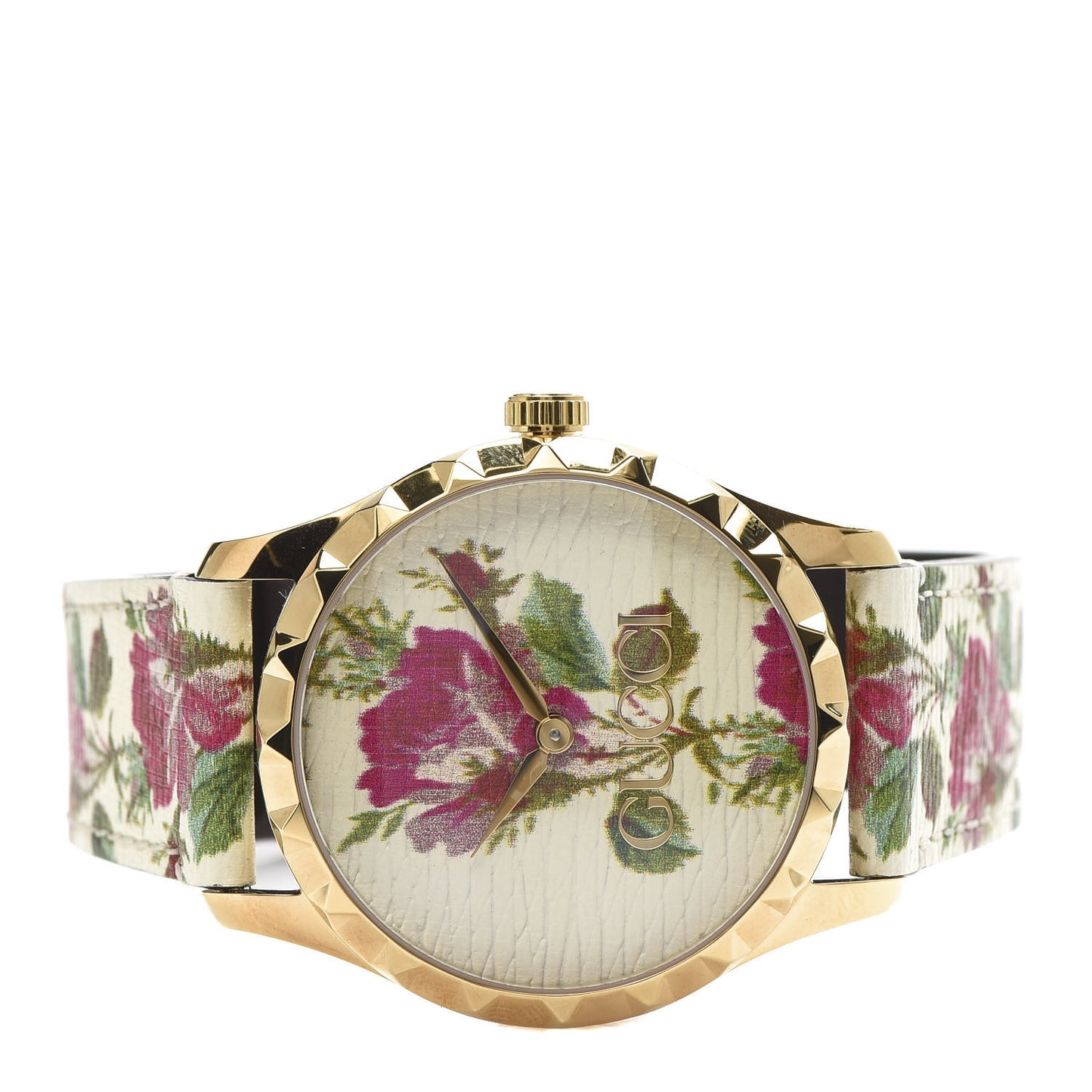 Stainless Steel Calfskin 38mm G-Timeless Floral Quartz Watch Ivory