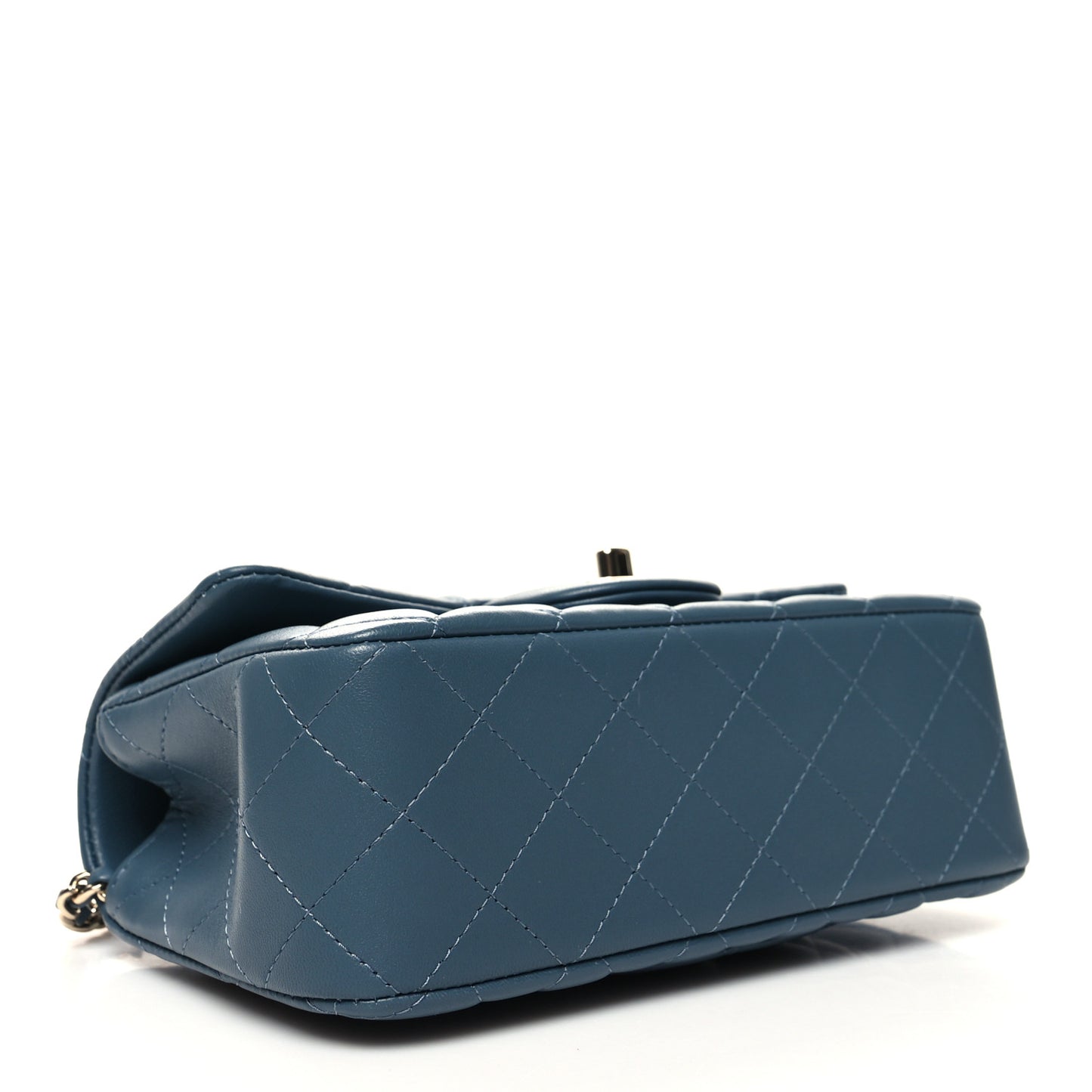 Lambskin Quilted Mini Top Handle Rectangular Flap Blue