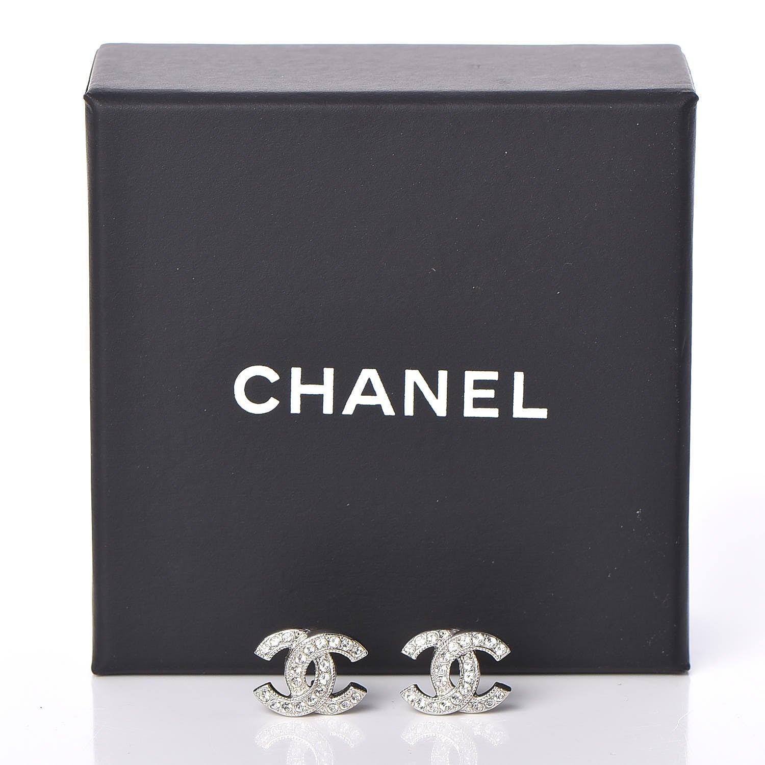 Chanel Crystal Mini CC Earrings Silver 4 of 5