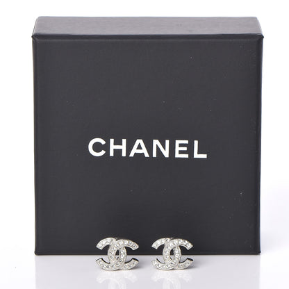 Chanel Crystal Mini CC Earrings Silver 4 of 5