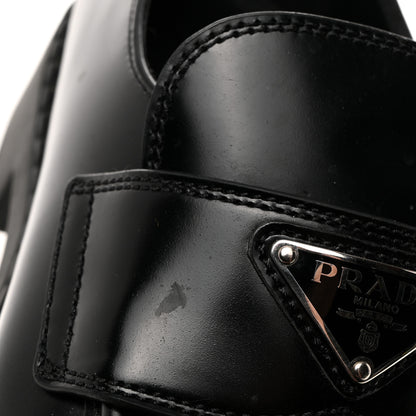 Prada Spazzolato Metal Triangle Logo 50mm Loafers 37.5 Black 9 of 10