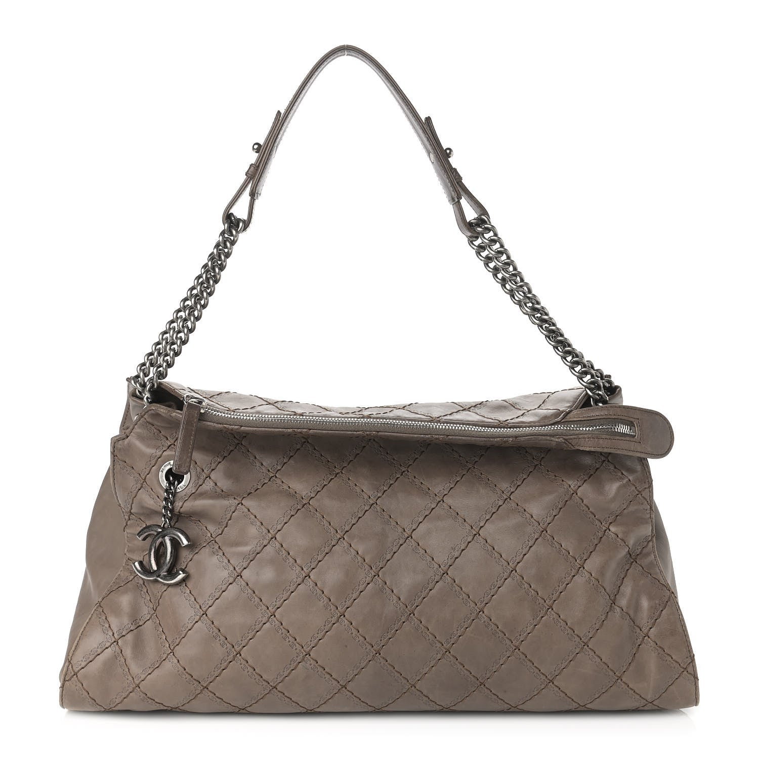 Chanel Calfskin CC Crave Tote Taupe 1 of 12