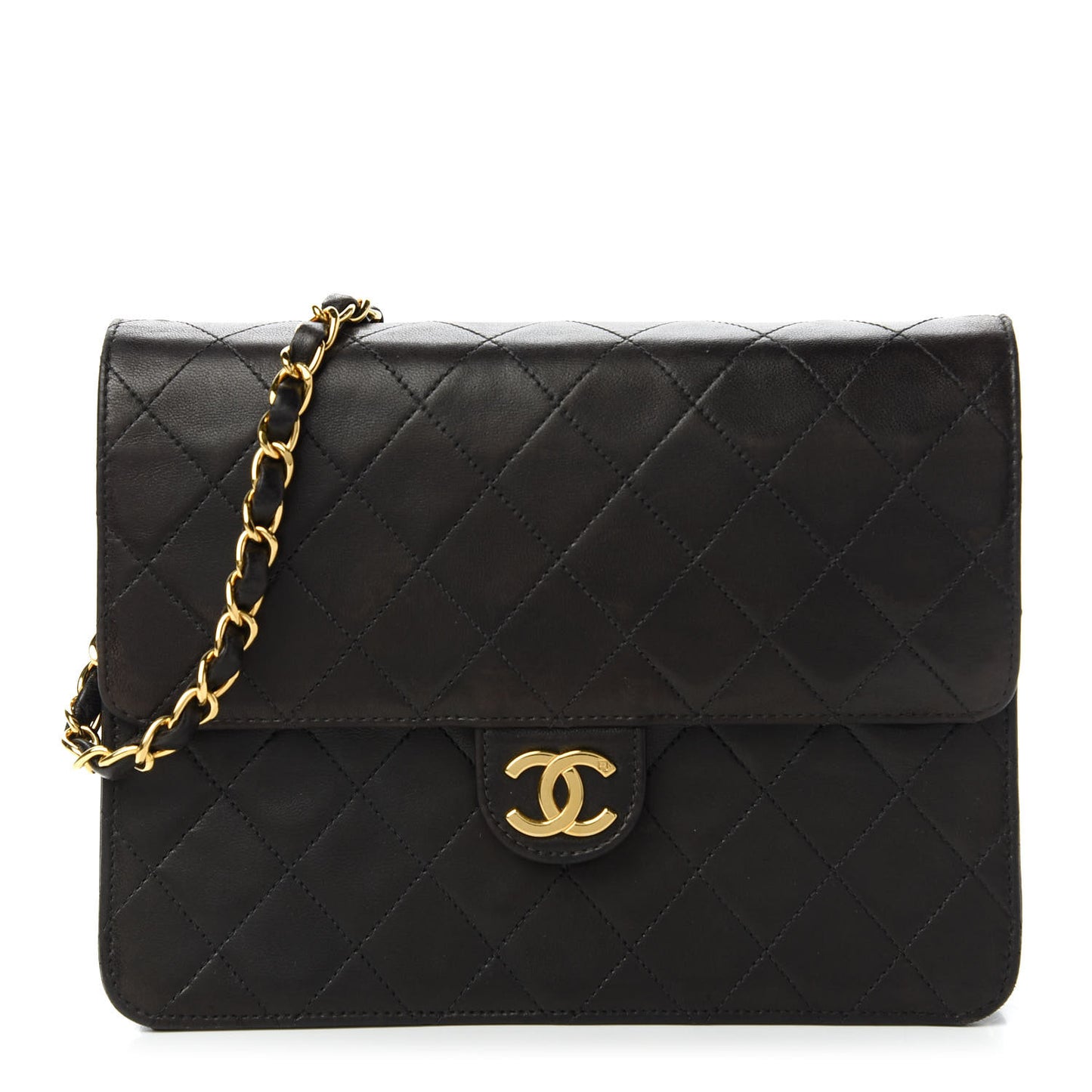 Lambskin Quilted Small Single Flap Bag Dark Brown