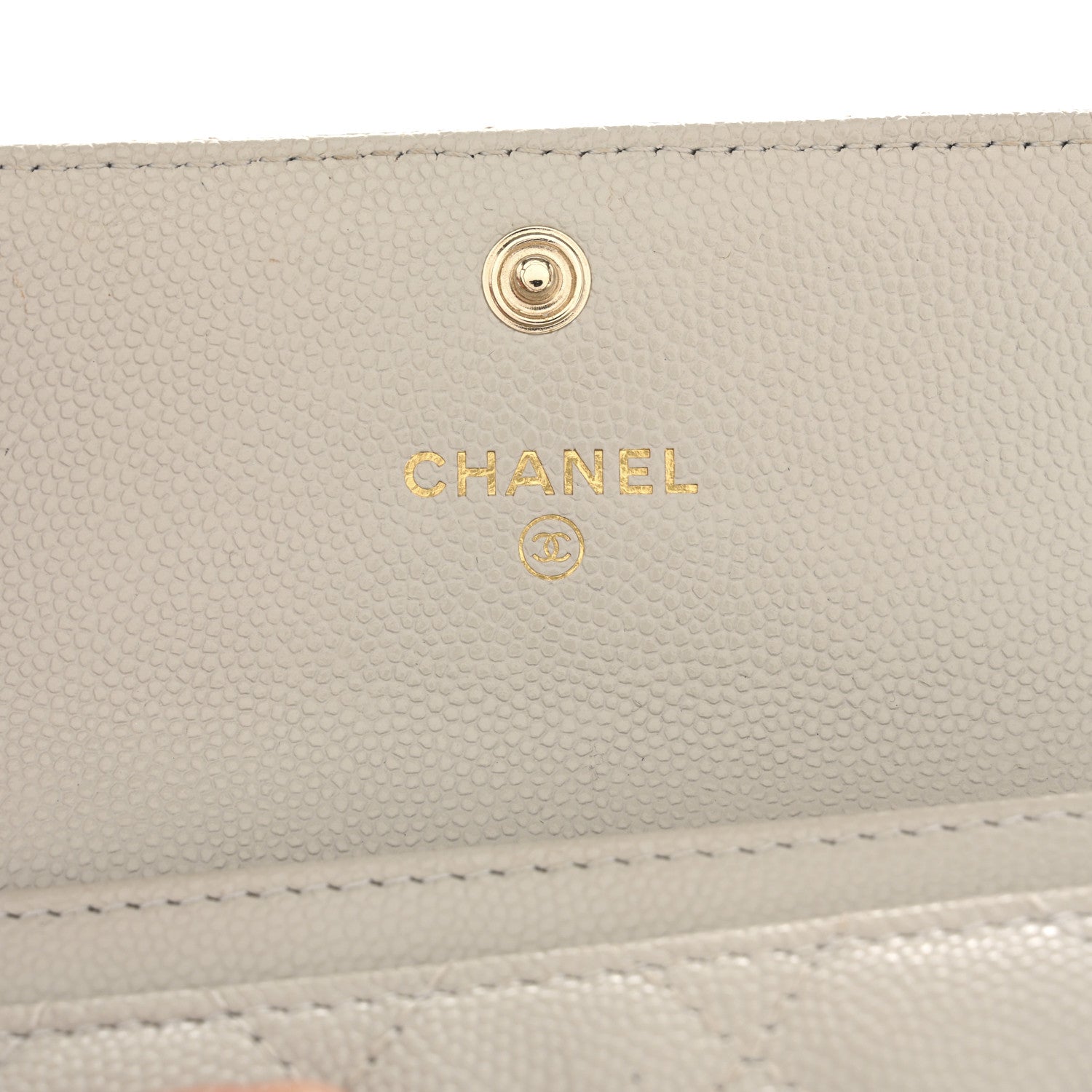 Chanel Caviar Quilted Crystal CC Flap Card Holder Light Grey 6 of 14