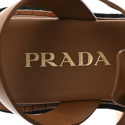 Prada Brushed Calfskin Logo Fisherman Sandals 36.5 Cuoio 8 of 10