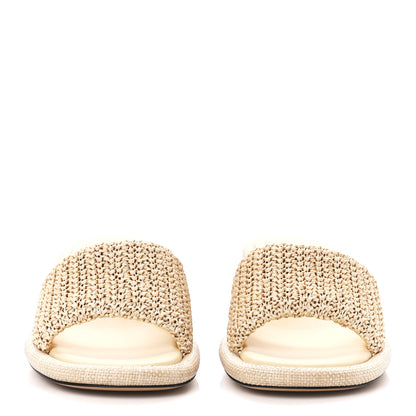 Fendi Raffia Intreccio Baguette 60mm Slide Sandals 41 Paglia 2 of 8