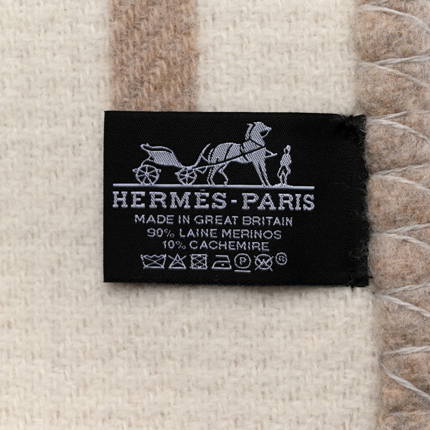 Hermes Wool Cashmere Avalon Vibration Blanket Ecru Natural 3 of 3
