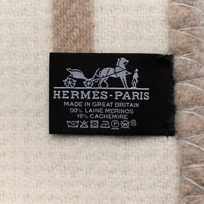 Hermes Wool Cashmere Avalon Vibration Blanket Ecru Natural 3 of 3