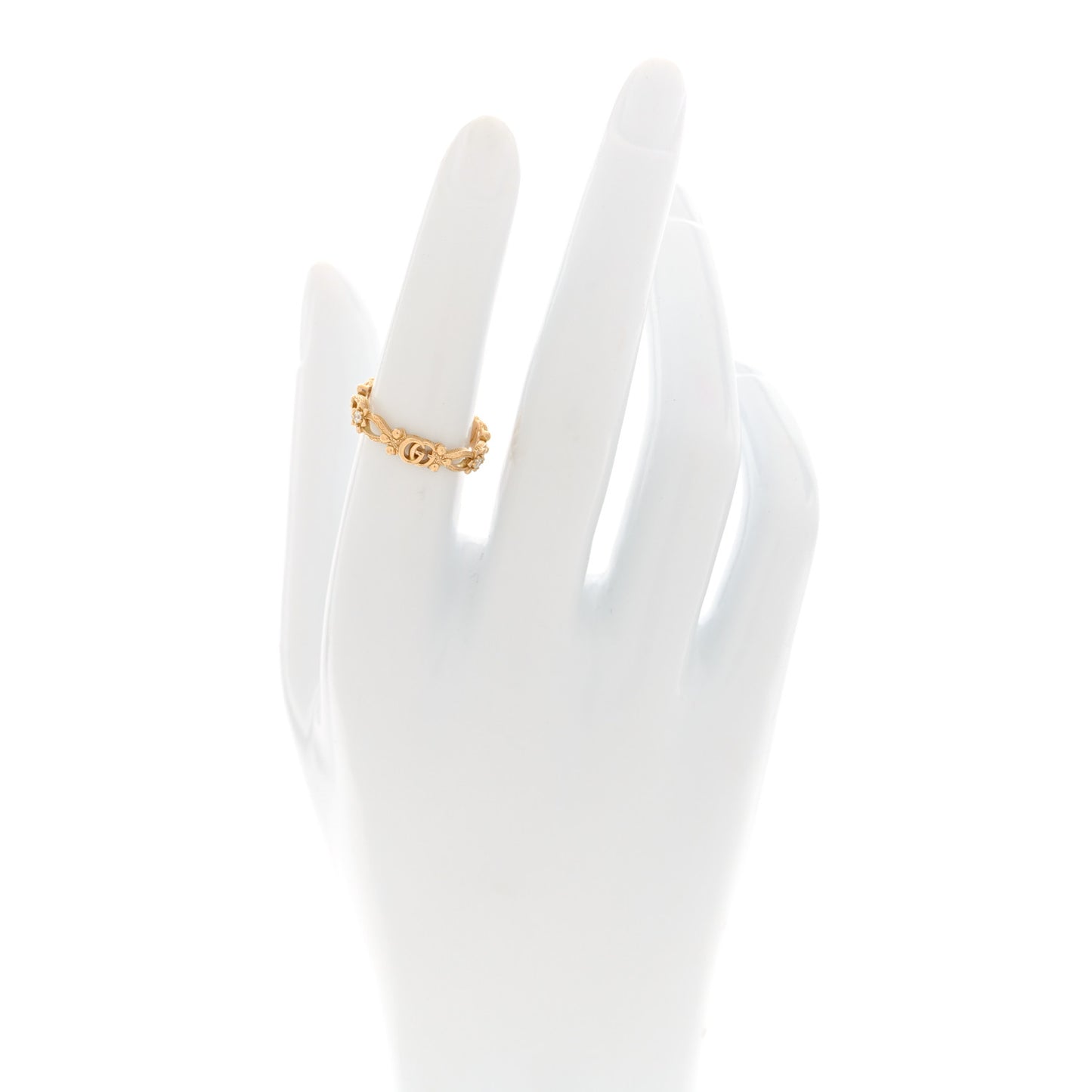 18K Yellow Gold Diamond Flora Band Ring 53 6.25