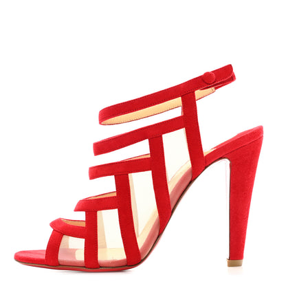 Christian Louboutin Suede Mesh Nicobar Sandals 37.5 Red 1 of 7