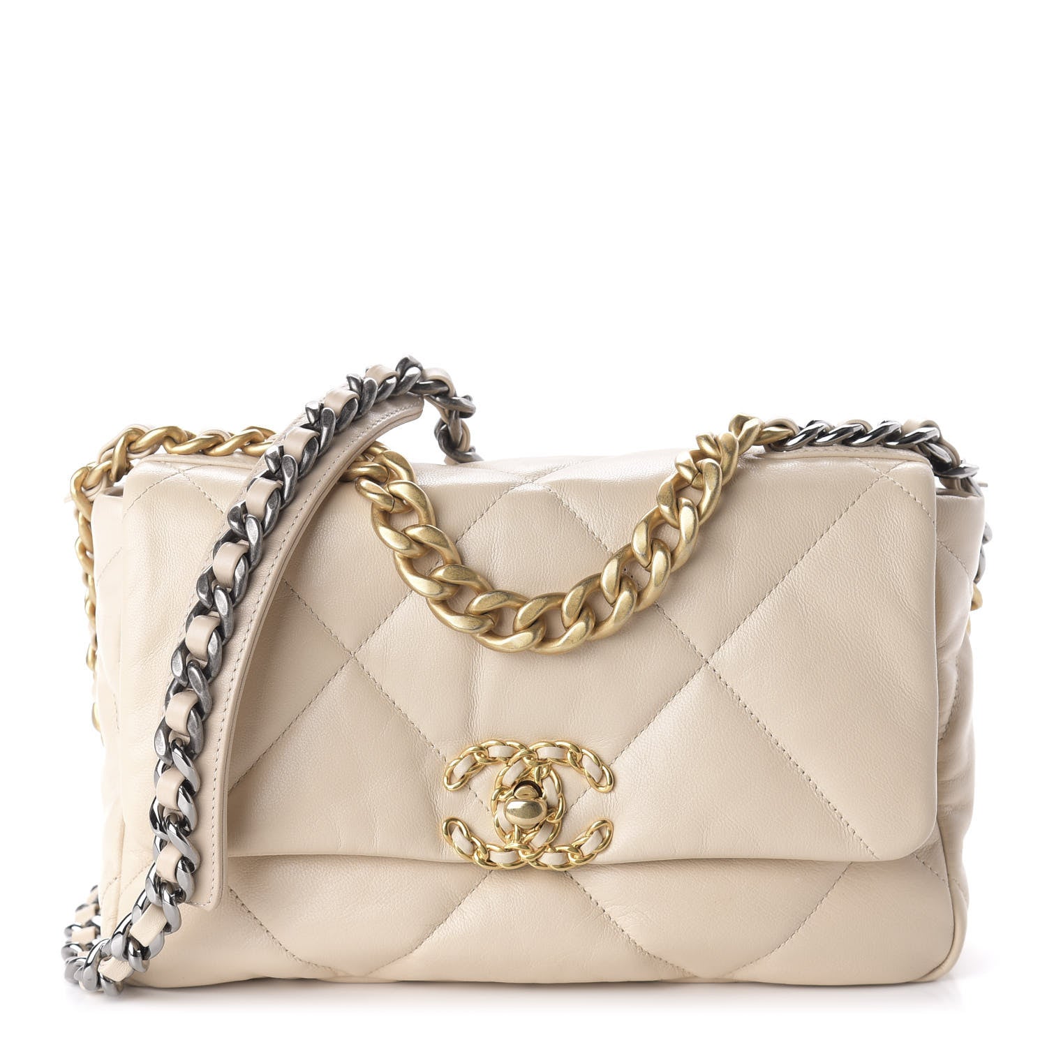 Chanel Lambskin Quilted Medium 19 Flap Light Beige 1 of 11