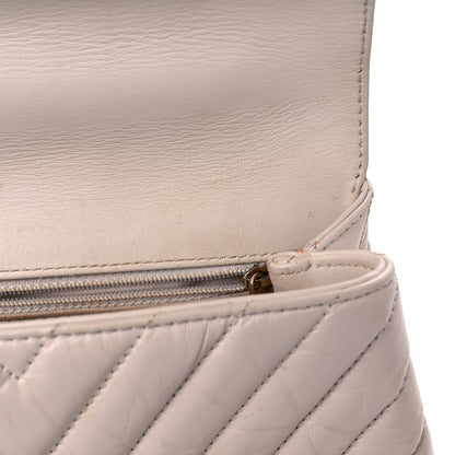 Chanel Aged Calfskin Chevron Quilted Mini Coco Handle Flap Ivory 14 of 21