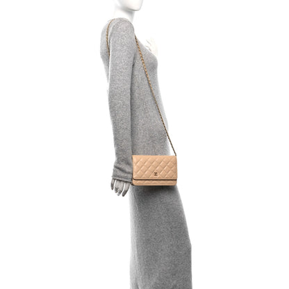 Chanel Caviar Quilted Wallet on Chain WOC Beige 2 of 11