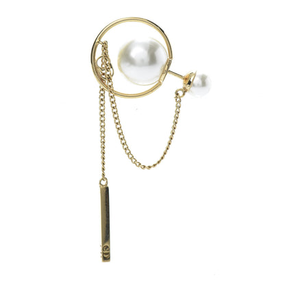 Christian Dior Pearl Tribales Dangle Chain Earrings Gold 2 of 5