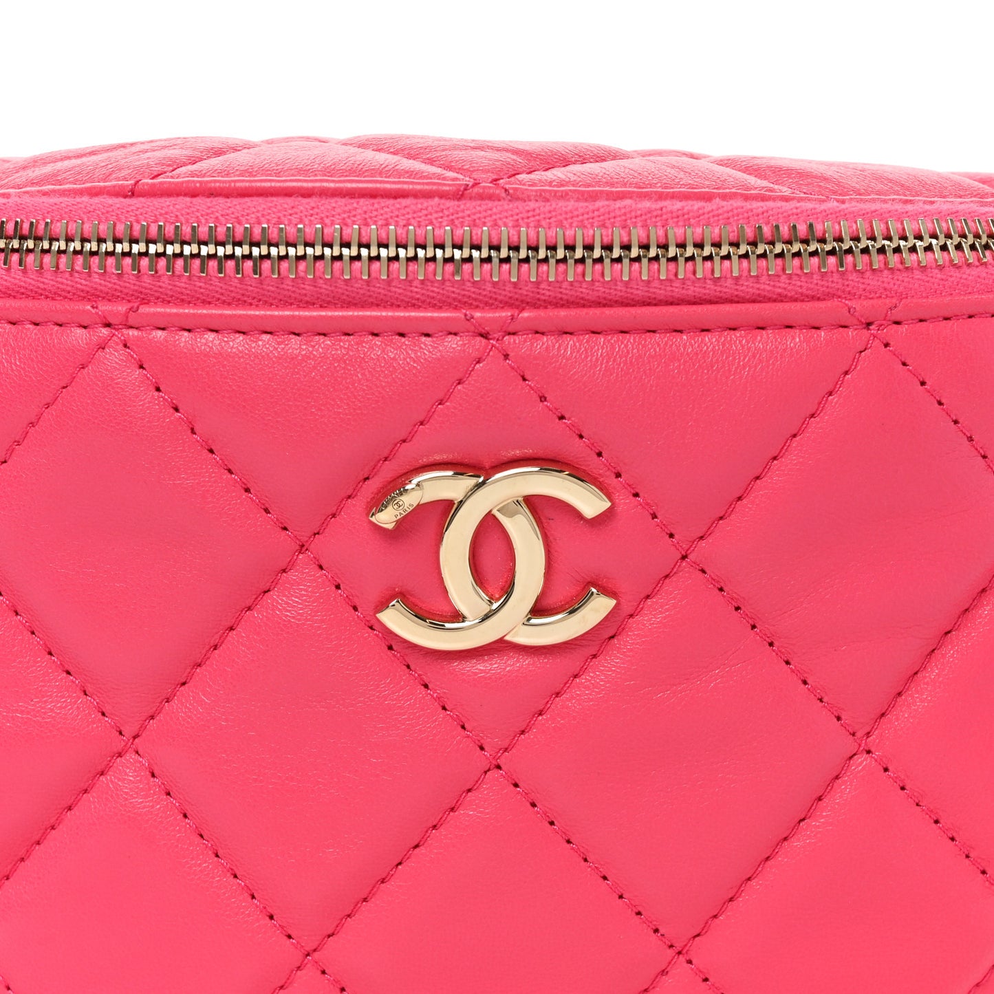 Lambskin Quilted Waist Bag Fanny Pack Pink