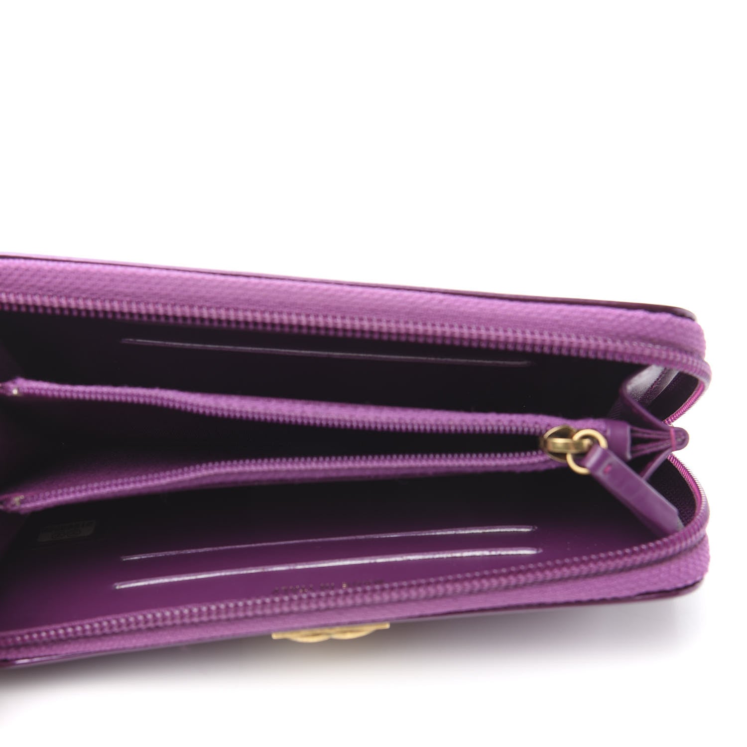 Chanel Patent Quilted Small Boy Zip Around Wallet Purple 5 of 9