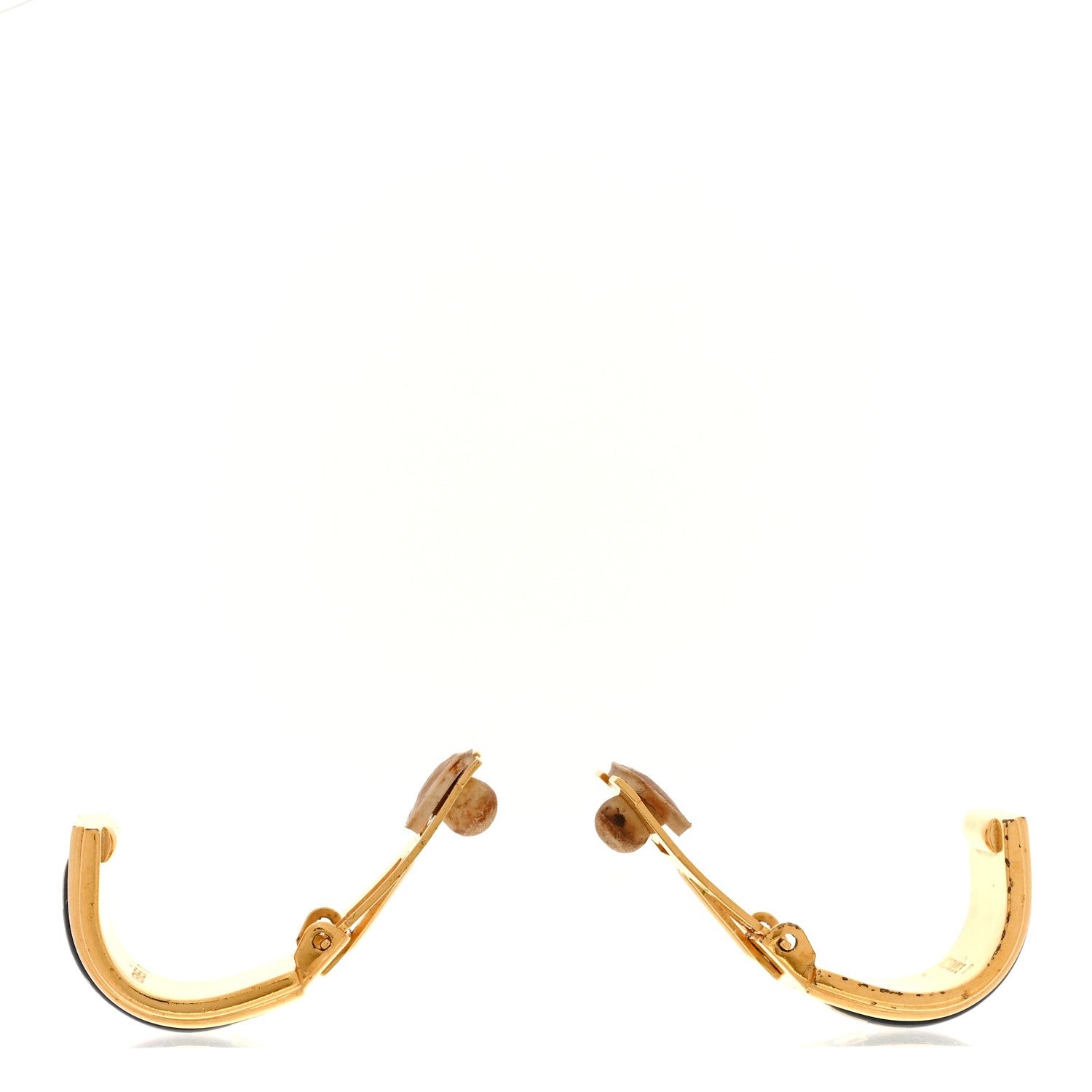 Hermes Printed Enamel Clip On Earrings Gold 3 of 4