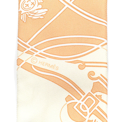 Hermes Silk Ex-Libris Twilly Creme Orange Beige 3 of 5