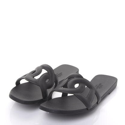 Hermes Rubber Aloha Sandals 38 Black 3 of 8