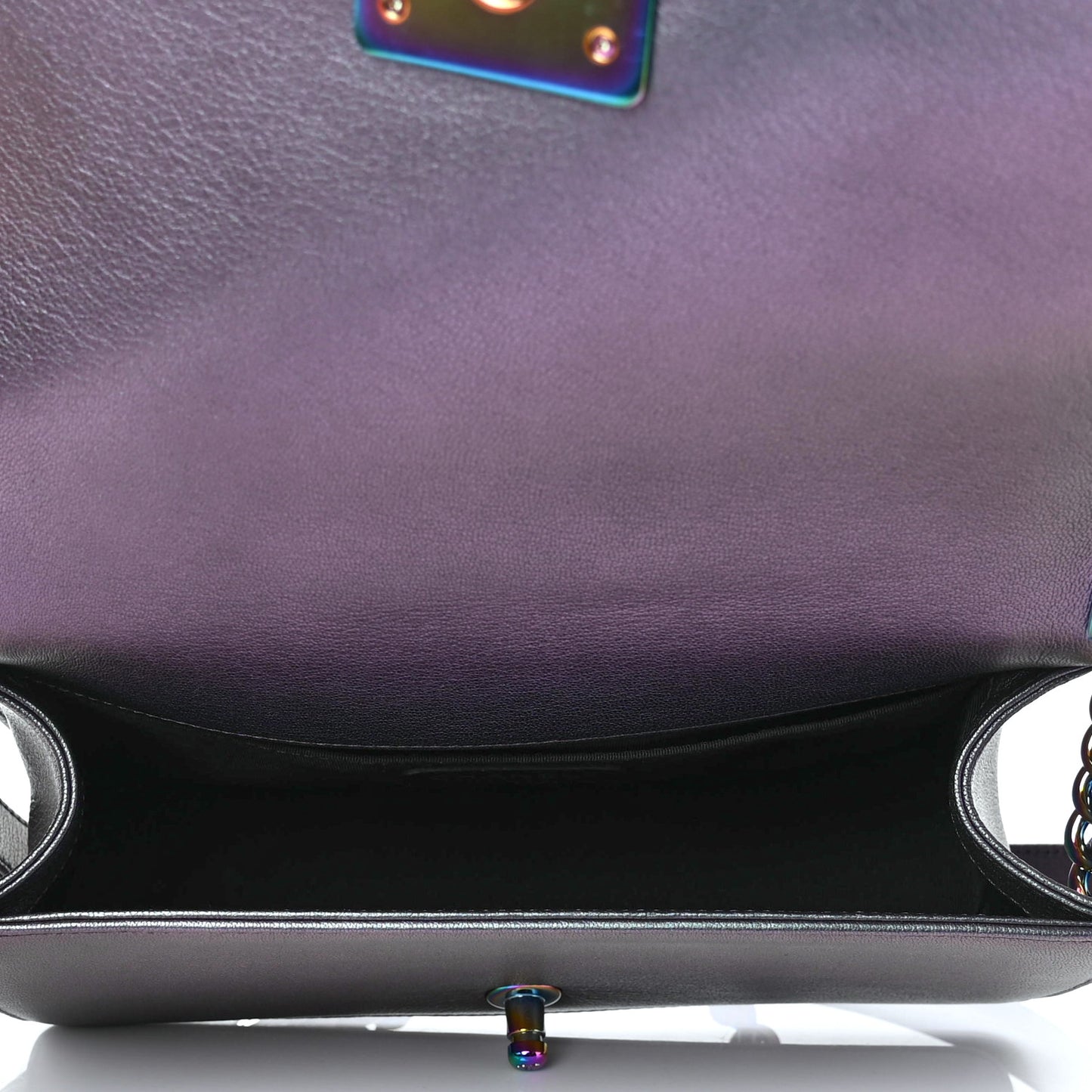 Iridescent Goatskin Quilted Medium Boy Flap Purple