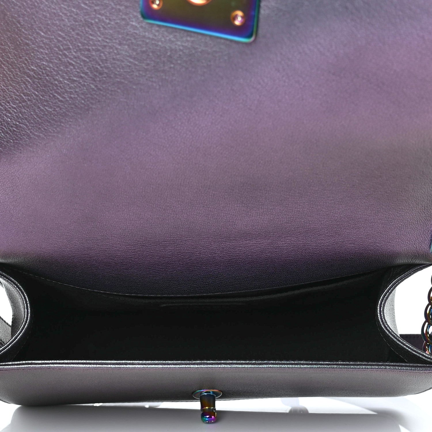 Chanel Iridescent Goatskin Quilted Medium Boy Flap Purple 4 of 4